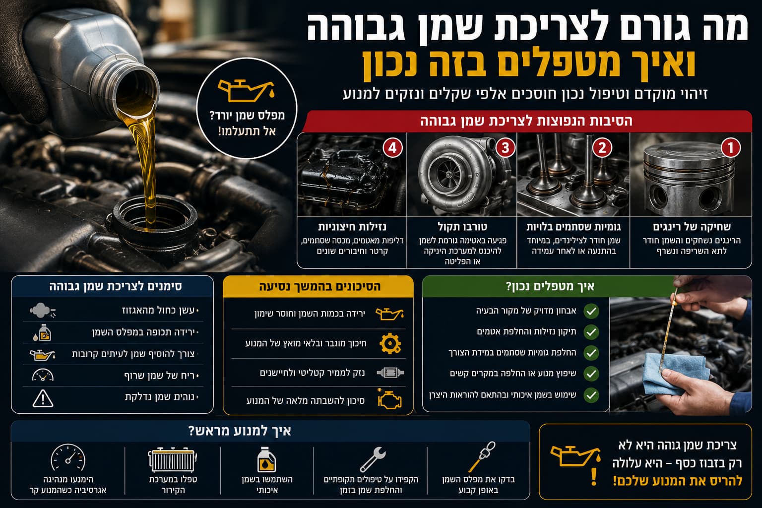 מה גורם לצריכת שמן גבוהה ברכב