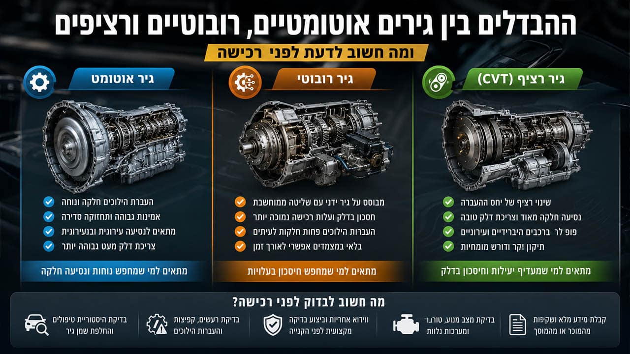 ההבדלים בין גירים אוטומטיים רובוטיים ורציפים
